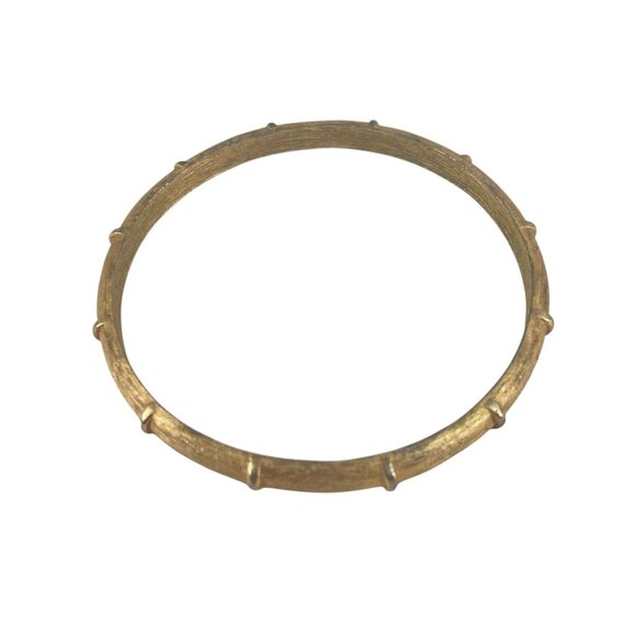 Vintage Trifari Gold-Tone Textured Bamboo-Style Bangle Bracelet For Women 2.5-In - Picture 6 of 7
